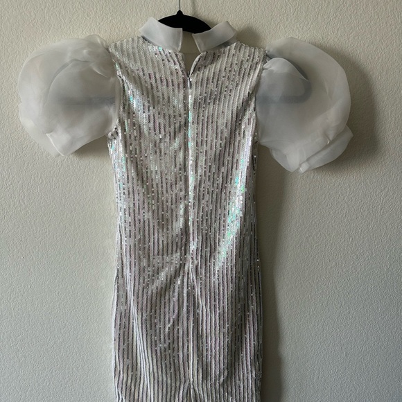 Mini Stitch Sparkling Silver Sequin Mini Dress for Girls - Picture 3 of 4